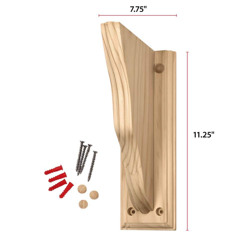 Natural Pine Wood Wall Mount Shelf Bracket