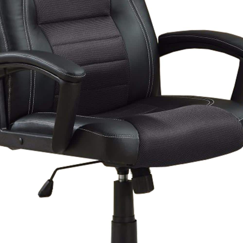 Modern High-Back Black Leather Swivel Executive Chair with Metal Accents