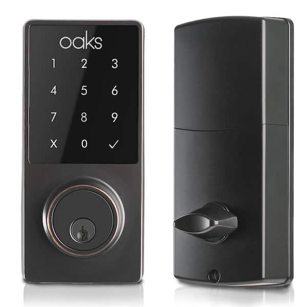 CONSUMER 2.0 Oaks Labs Bronze Single-Cylinder Smart Lock Deadbolt with 4 Entry Modes: App Key, Key Code, Fob and Hard Key