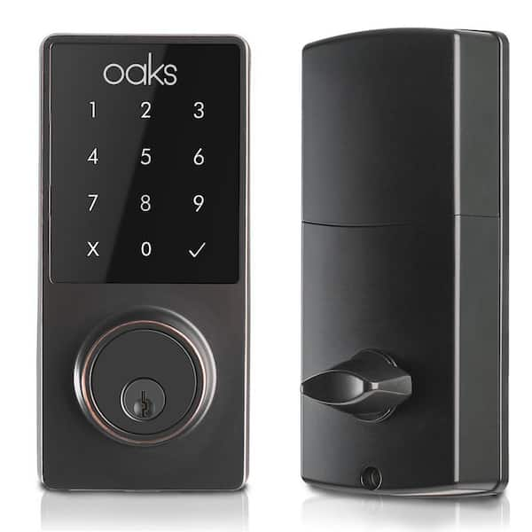 Unbranded Oaks Labs Bronze Single-Cylinder Smart Lock Deadbolt with 4 Entry Modes: App Key, Key Code, Fob and Hard Key