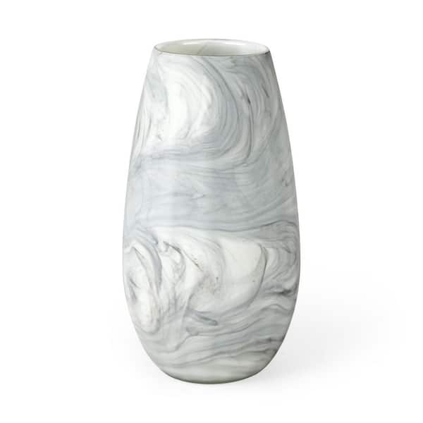 HomeRoots 12 in. Gray Crystal Cylinder Decorative Vase