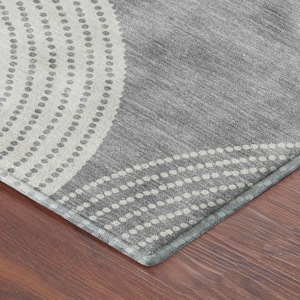 Mayfield Premium Machine Washable Abstract AMF2275 Gray 2 ft. x 3 ft. Accent Rug