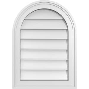 16 in. x 22 in. Round Top White PVC Paintable Gable Louver Vent Non-Functional