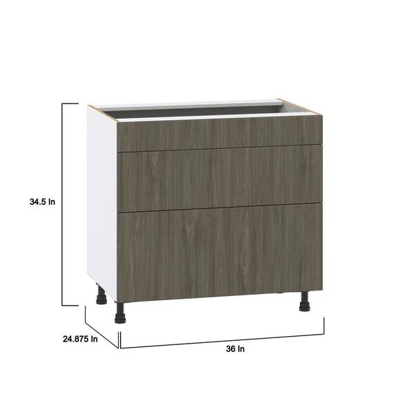 J COLLECTION Medora textured 36 in. W x 34.5 in. H x 24 in. D in Slab Walnut Assembled Base Kitchen Cabinet for Cooktop