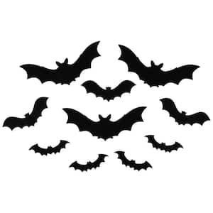 Black Halloween Posable Felt Bats (Set of 10)