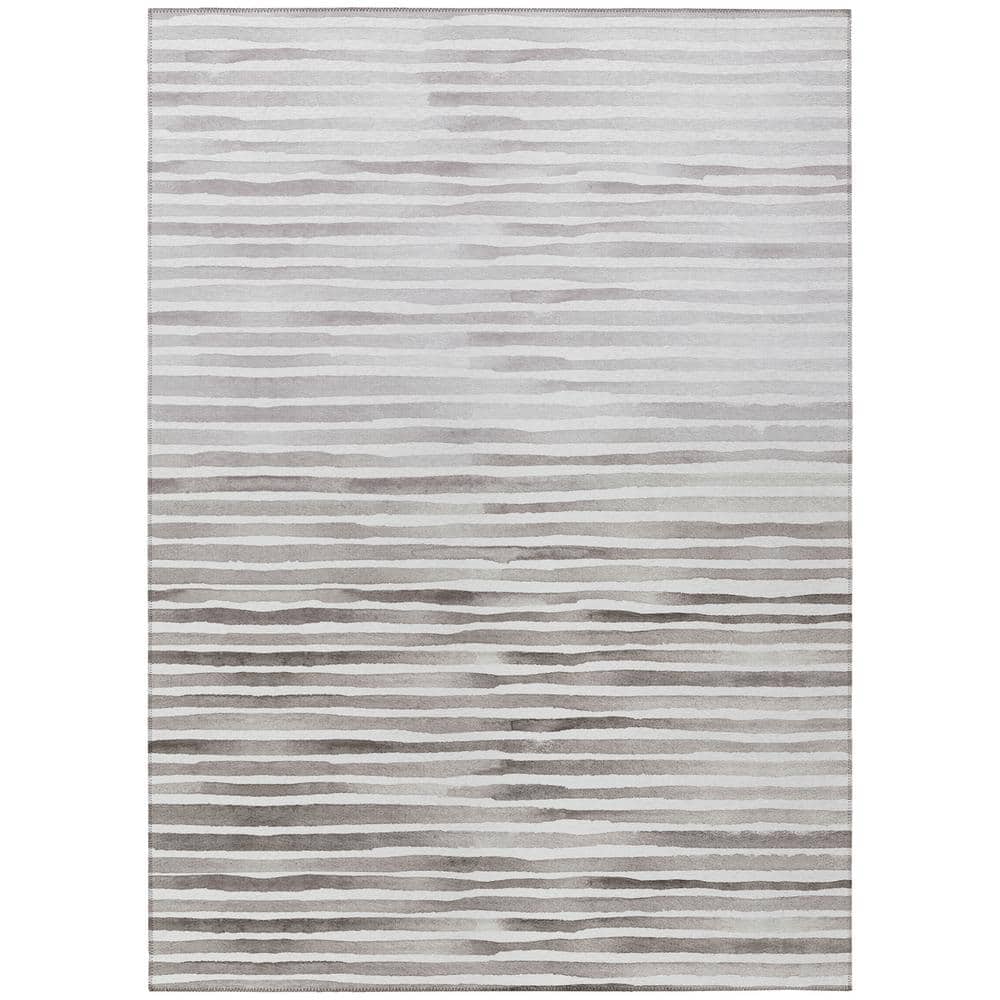 Coastal Tranquility Gray Chenille 10' x 14' Washable Area Rug