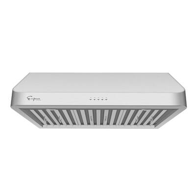 30 in. 500 CFM Ducted Under Cabinet Range Hood in Stainless Steel with Permanent Filters and LED Lights