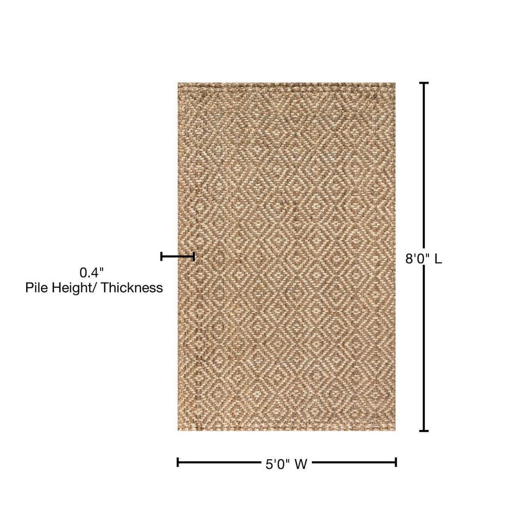 Hira Handwoven Natural Jute Diamond Pattern Area Rug