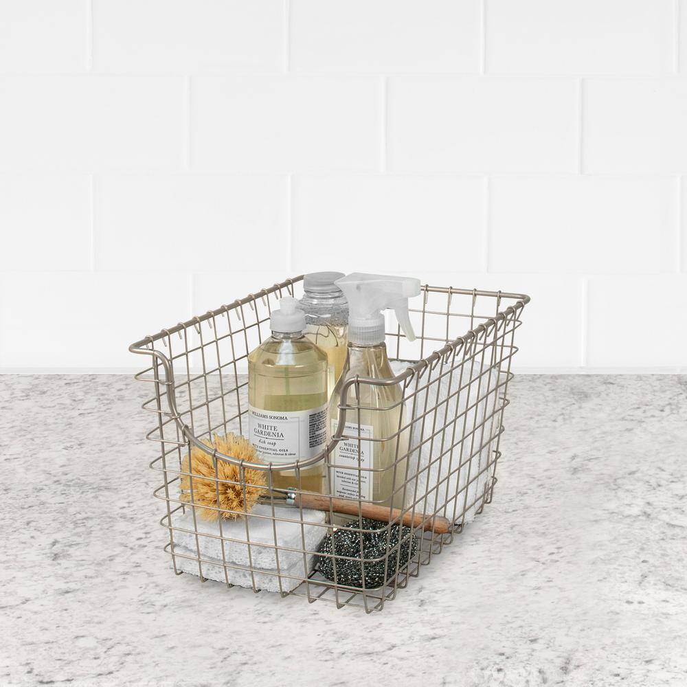 Vintage Chic Satin Nickel Scoop Wire Storage Basket
