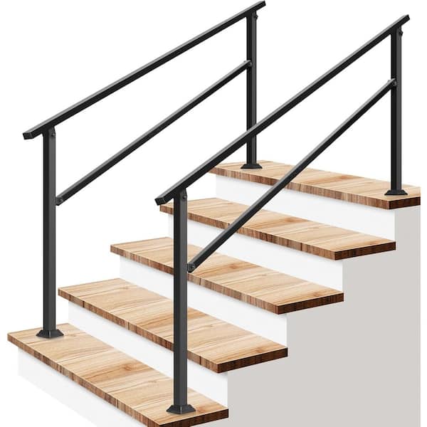 2-Pack 5 Step 36 in. H x 69 in. W Black Wrought Mattle Iron Stair Railing Kit
