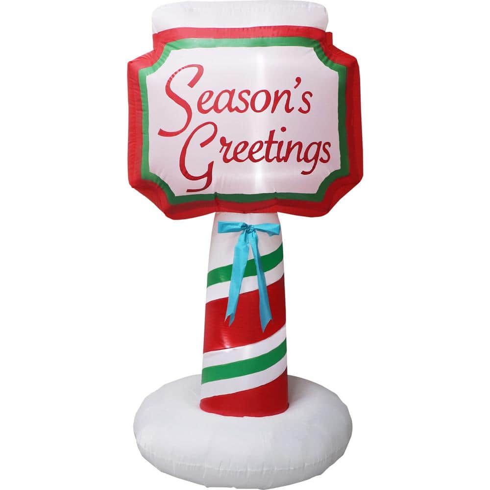 Fraser Hill Farm 6-ft.x3-ft. Prelit LED Season's Greetings Sign Christmas Inflatable