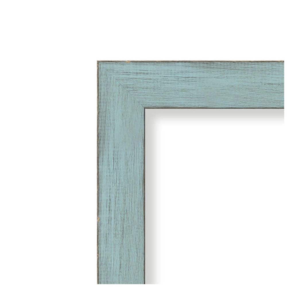 Sky Blue Rustic Wood Rectangular Bathroom Wall Mirror