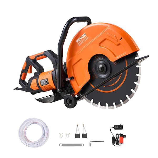 Electric Concrete Saw, 32 in. x 9 in. Adjustable Cutting Depth, 15 A Motor Circular Saw Cutter for Stone, Brick