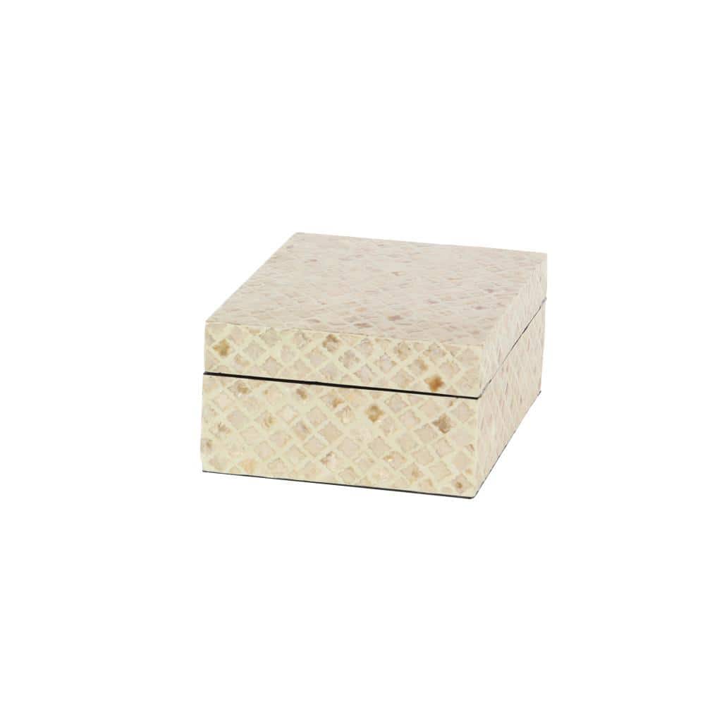 Set of 2 Cream Mother of Pearl Shell Decorative Boxes