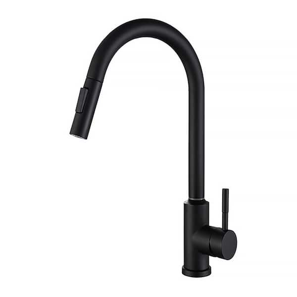 Maincraft Stainless Steel Single-Handle Pull Down Sprayer Kitchen Faucet in Matte Black