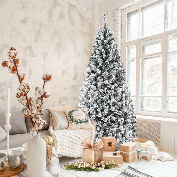 4 Size New Artificial PVC Tree Unlit White w/Solid Stand Christmas Holiday Decor 