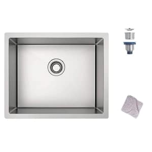 22.62 in. Undermount Single Bowl Stainless Steel Kitchen Sink with Accessories