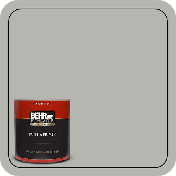 BEHR PREMIUM PLUS 1 qt. #PPU25-08 Heirloom Silver Flat Exterior Paint & Primer