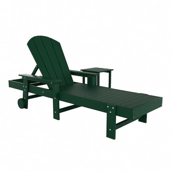 WESTIN OUTDOOR Laguna Dark Green 2-Piece Fade Resistant Plastic Outdoor Adirondack Reclining Portable Chaise Lounge Armchair, Table Set
