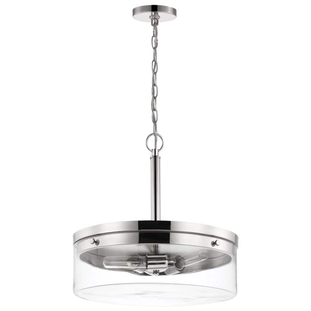 Intersection 60-Watt 3-Light Polished Nickel Shaded Pendant Light with Clear Glass Shade, No Bulbs Included price history on PriceWatchPro