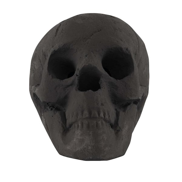 Costway Ceramic Fireproof Fire Pit Skull, Reusable Imitated Human Skull for Gas Black