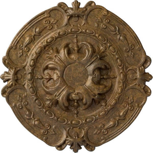 Ekena Millwork 1-3/4 in. x 16-3/8 in. x 16-3/8 in. Polyurethane Southampton Ceiling Medallion, Rubbed Bronze