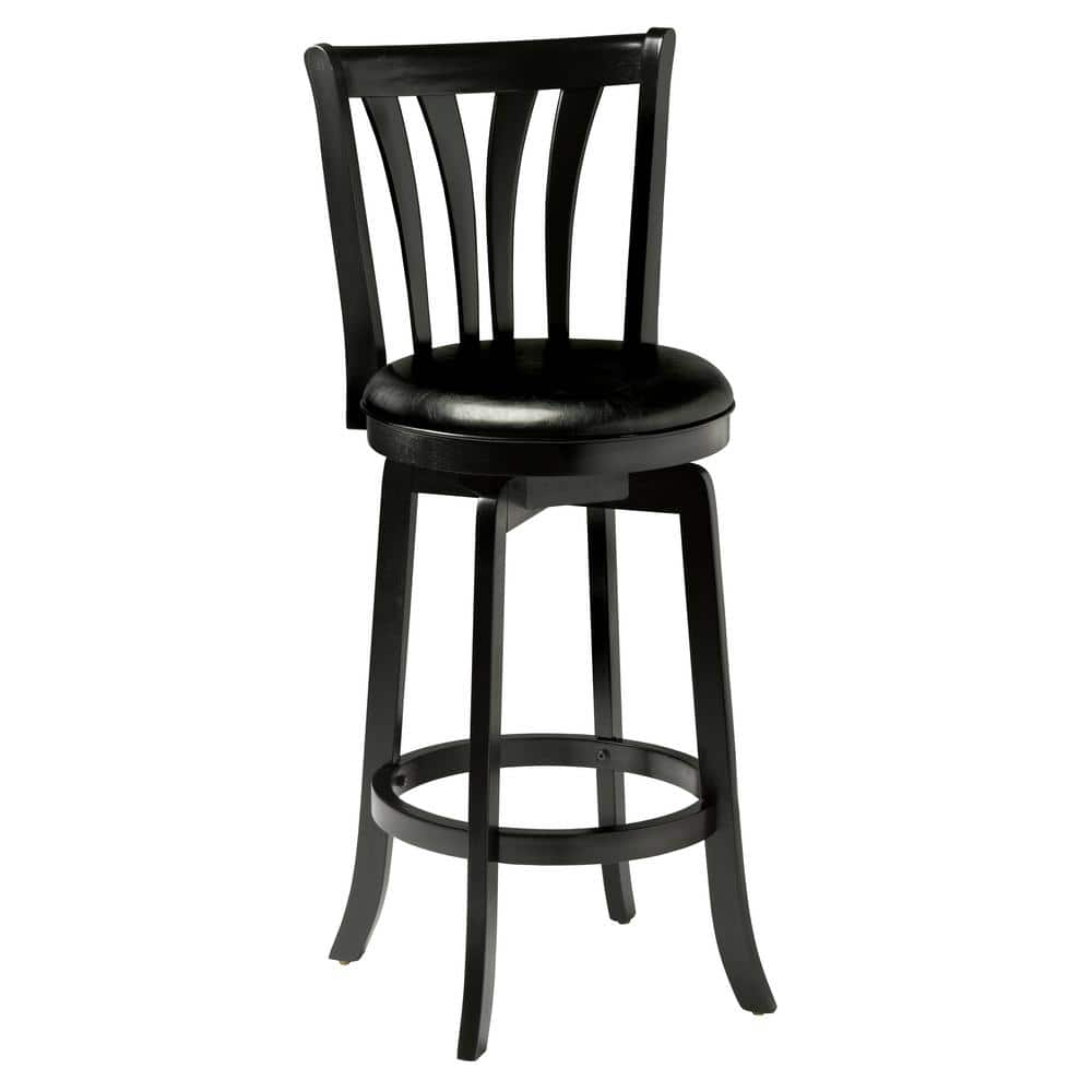 Savana Classic Black Swivel Counter Stool with Faux Leather