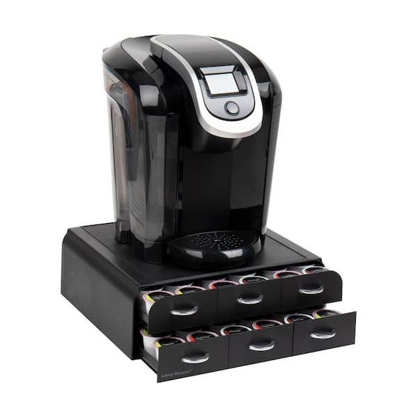Mind Reader Single Serve Coffee Pod Organizer with 2 Drawers Countertop 14 in. L x 12.25 in. W x 4.75 in. H, Black