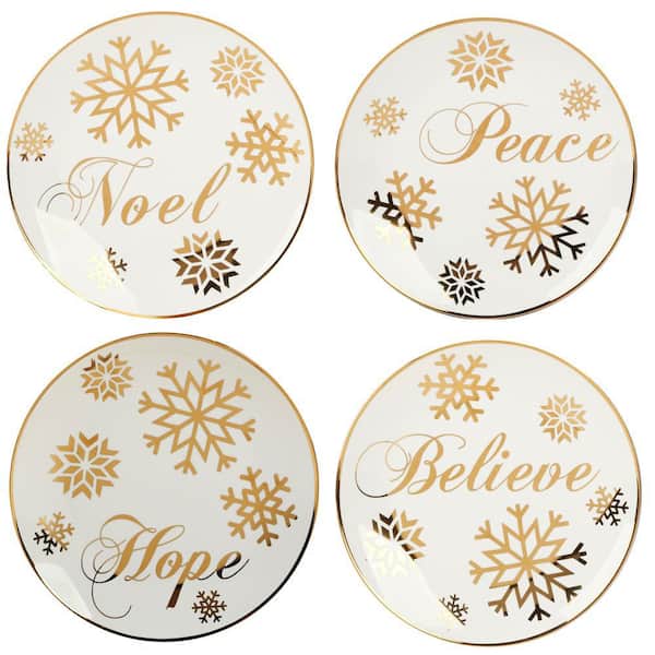 Certified International Christmas Glitter Gold Salad Plates (Set of 4)