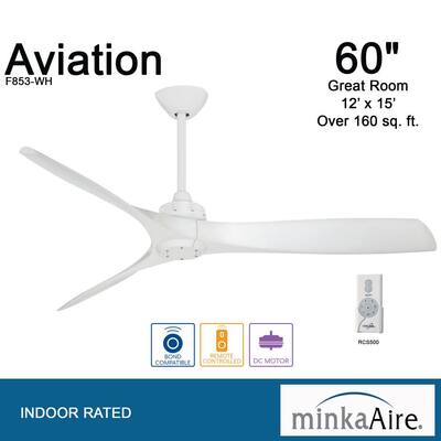 Aviation 60 in. Indoor White Ceiling Fan with Remote Control