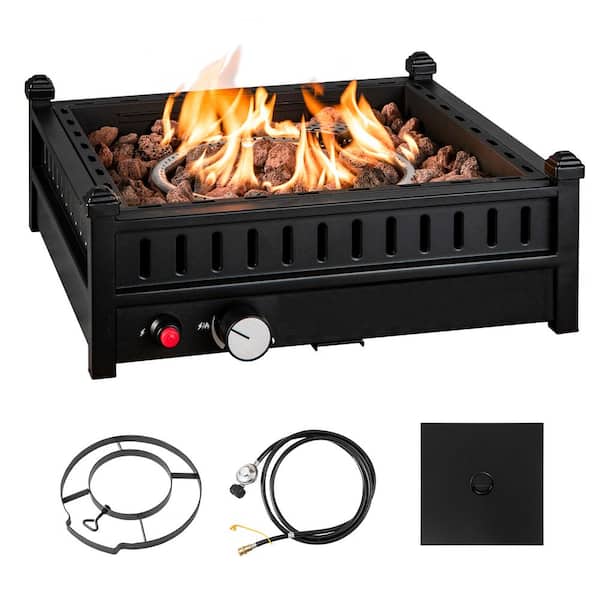 Costway Portable Metal Tabletop Fire Bowl 40,000 BTU Propane Firepit Fit Umbrella Holes Table