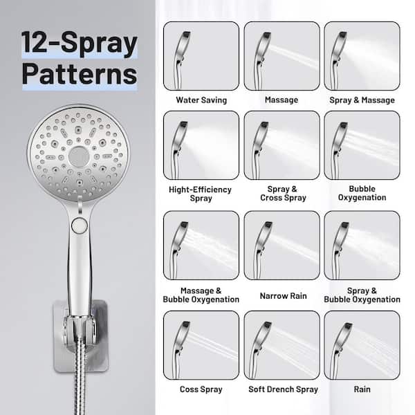 Rainfall Shower Head Combo 12-Spray 12 in. Wall Mount Dual Shower Heads and Handheld Shower Head with 1.8 GPM in Chrome