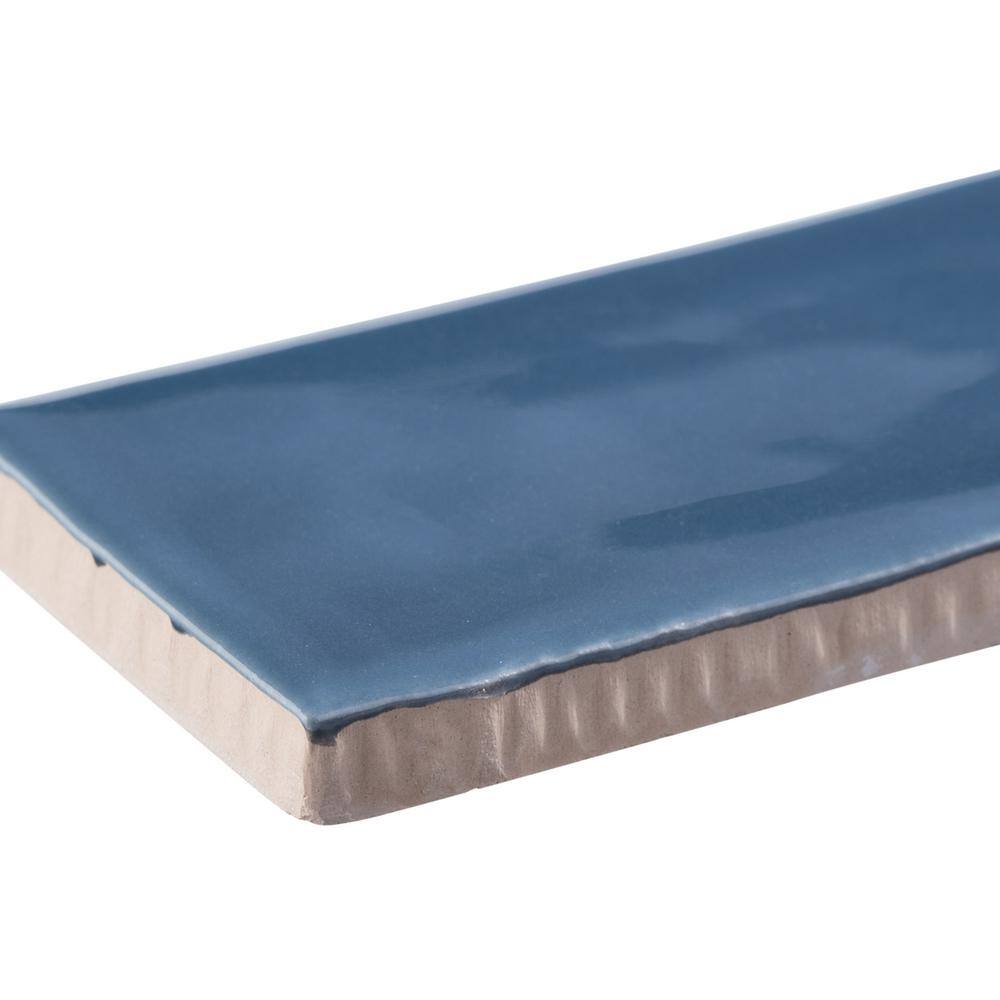 Paz Blue Glossy Ceramic 2x10 Subway Tile