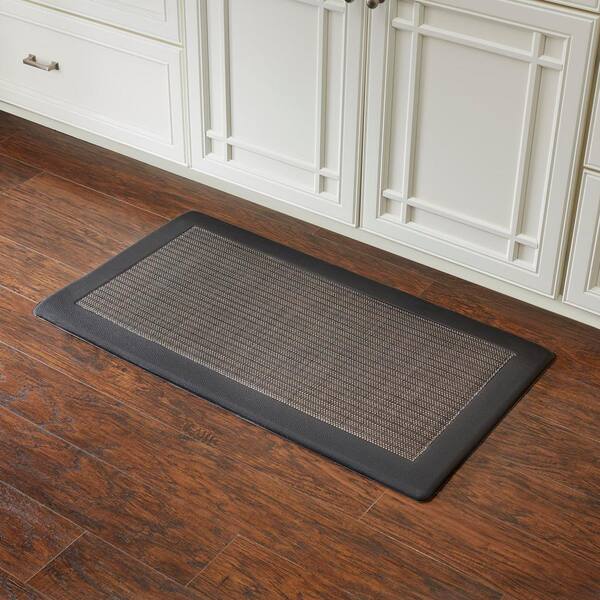 Stylewell Anti Fatigue Grey 20 In X 36 In Faux Leather Frame Comfort Kitchen Mat Th180423 2 The Home Depot