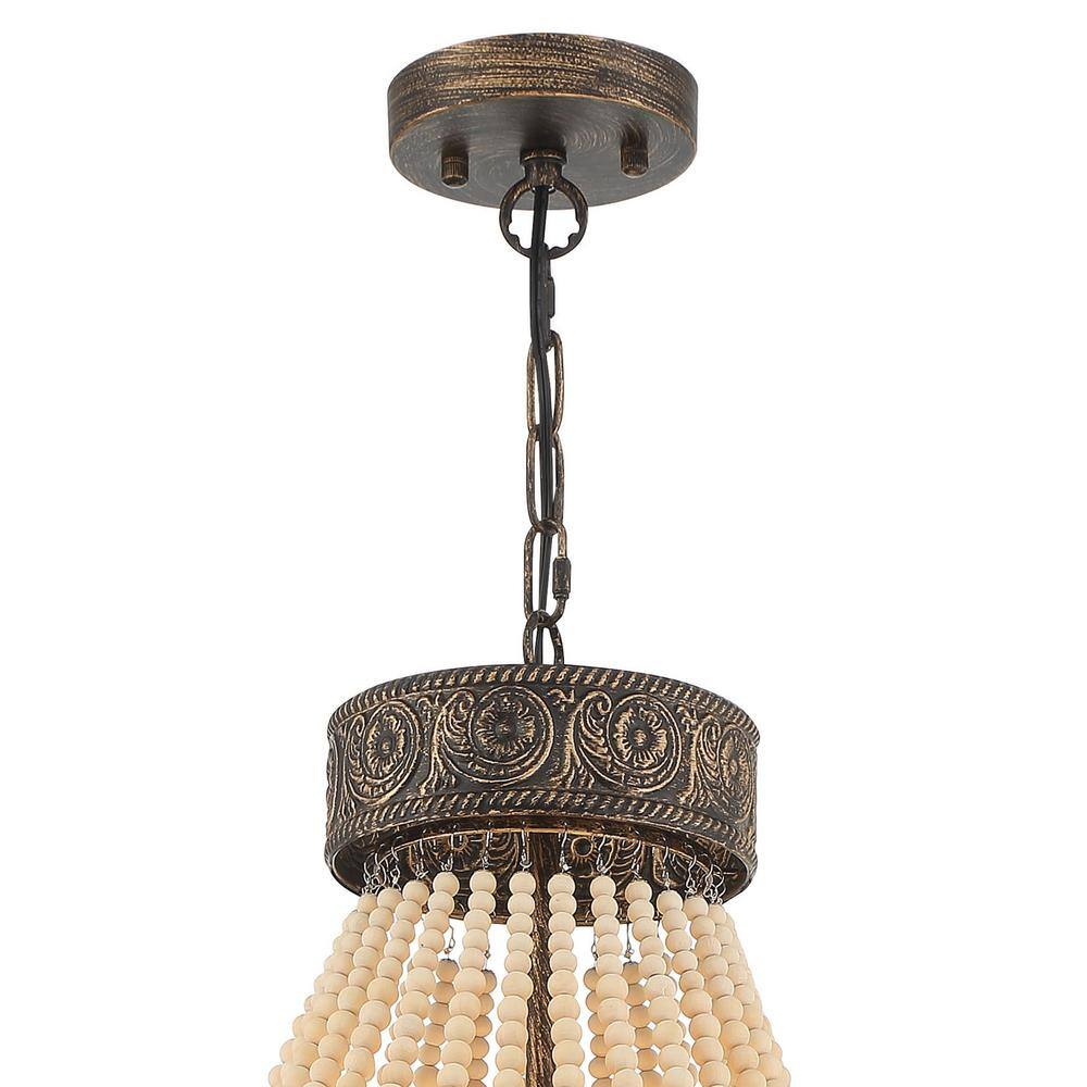 Bohemian Black and Gold Beaded 6-Light Chandelier
