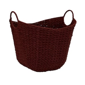 Tall Scoop Basket in Burgundy with Paper Rope