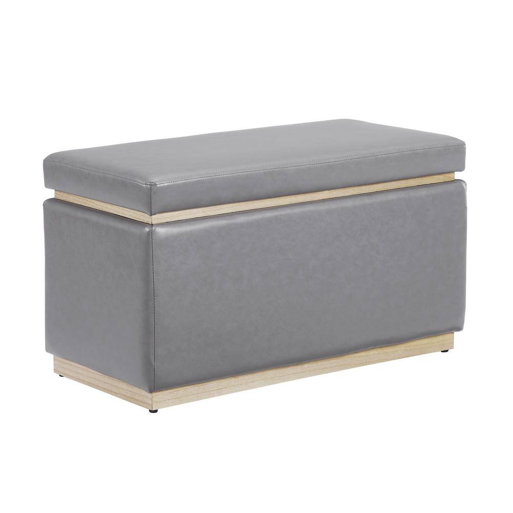 Savoy Grey Faux Leather Rectangle Ottoman