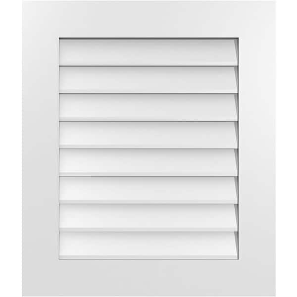Ekena Millwork 24 in. x 28 in. Rectangular White PVC Paintable Gable Louver Vent Non-Functional