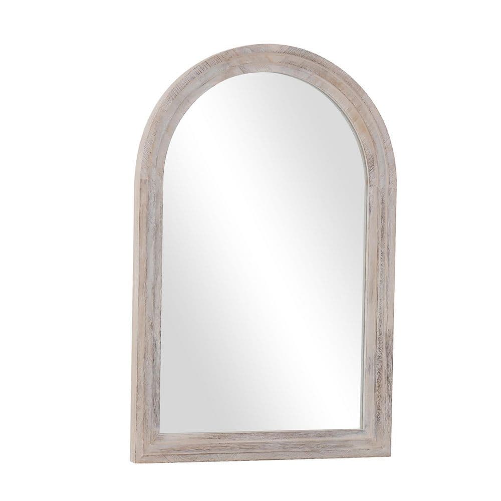 White 24 in. W x 36 in. H Arched Wood Framed Wall Mirror price history on PriceWatchPro