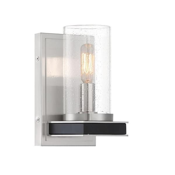 Minka Lavery Cole's Crossing 1-Light Black with Brushed Nickel Wall Sconce