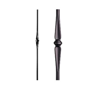 Satin Black 1.1.19 Single Tapered Knuckle Round 1 in. x 48 in. Iron Newel Support Post for Stair Remodeling