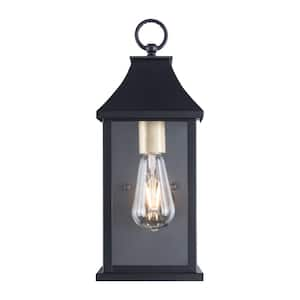 Decorators 15 in. Black Traditional Dusk to Dawn Outdoor Hardwired Wall Lantern Sconce (4-Pack)