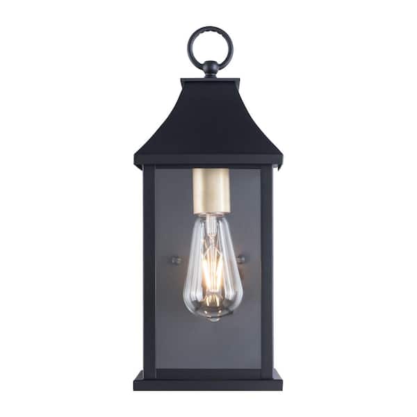 Maxax Decorators 15 in. Black Traditional Dusk to Dawn Outdoor Hardwired Wall Lantern Sconce with No Bulbs Included