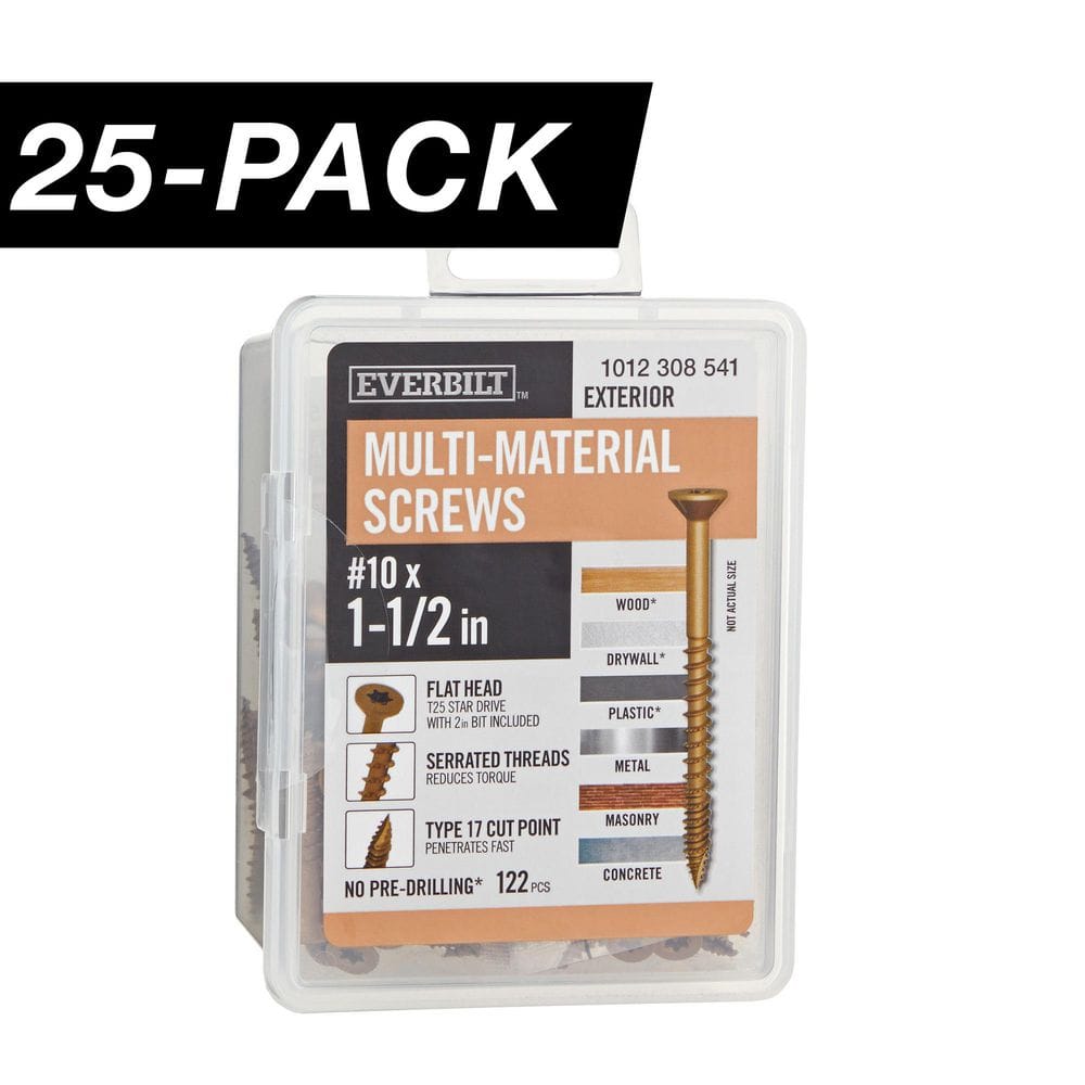 25-Pack #10 x 1-1/2 in. Brown 6-Lobe Star Drive Exterior Flat Head Multi-Material Screw (25 lbs. / 3,050-piece) price history on PriceWatchPro