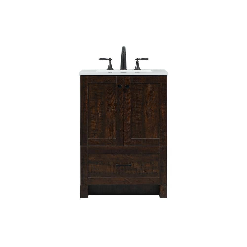 Timeless Home 19 in. W x 24 in. D x 34 in. H Bath Vanity in Expresso with Ivory White Quartz Top, Brown