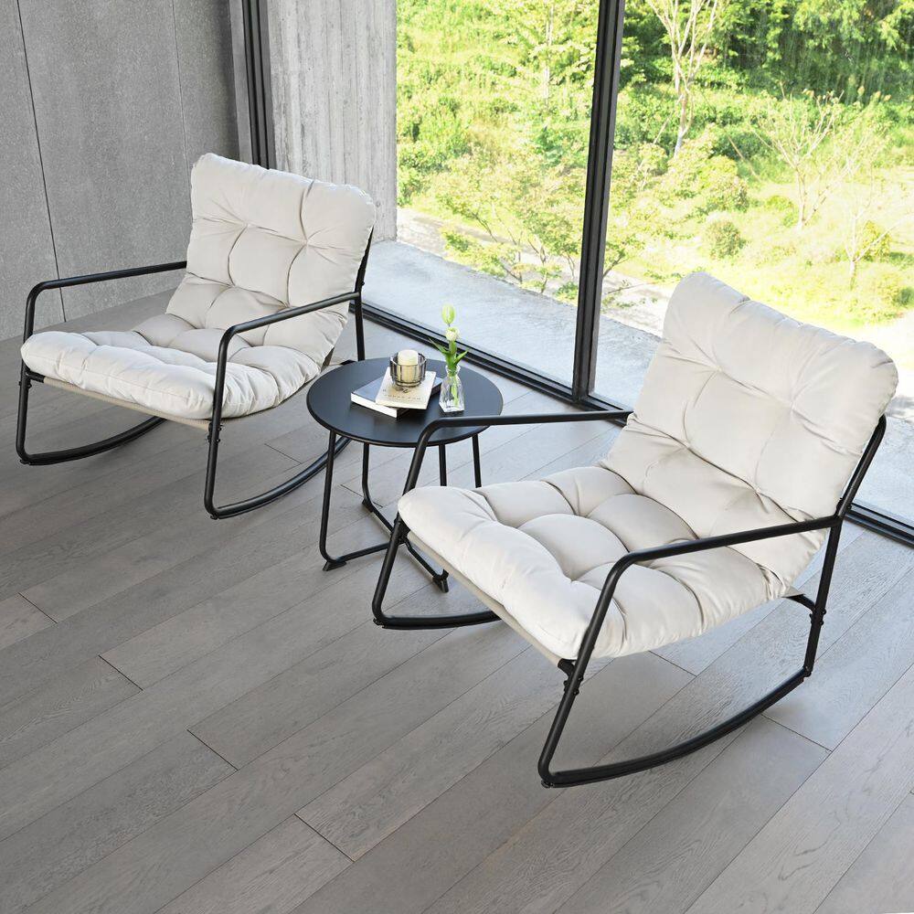 1-Piece Metal Comfy Papasan Patio Outdoor Rocking Chair with Cushions price history on PriceWatchPro