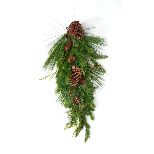 Unbranded 28 in. Artificial Christmas Swag Needle with Cone