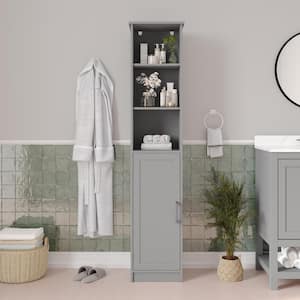 Vivien 15 in. W x 9 in. D x 70 in. H Engineered Wood Linen Freestanding Tower Linen Cabinet in Gray