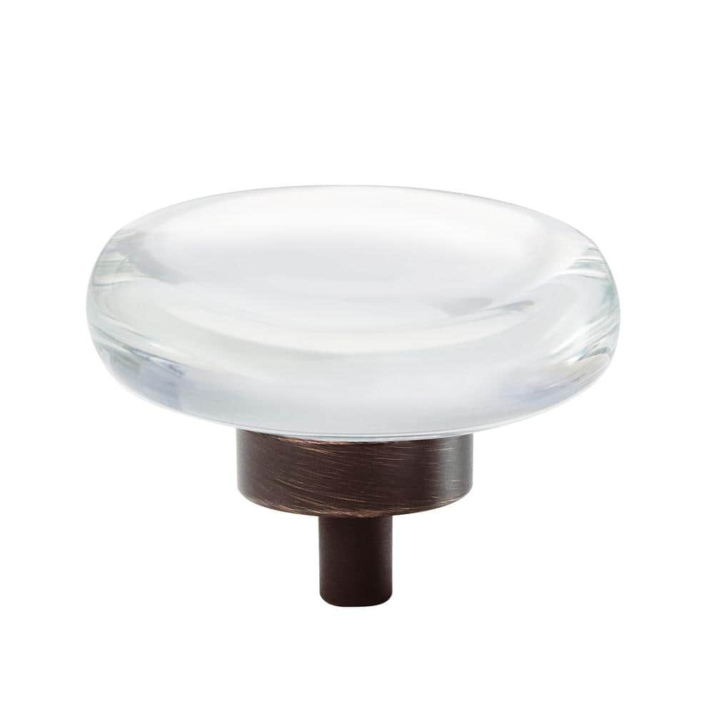 Glacio 1-3/4 in. (44mm) Modern Clear/Oil-Rubbed Bronze Round Cabinet Knob