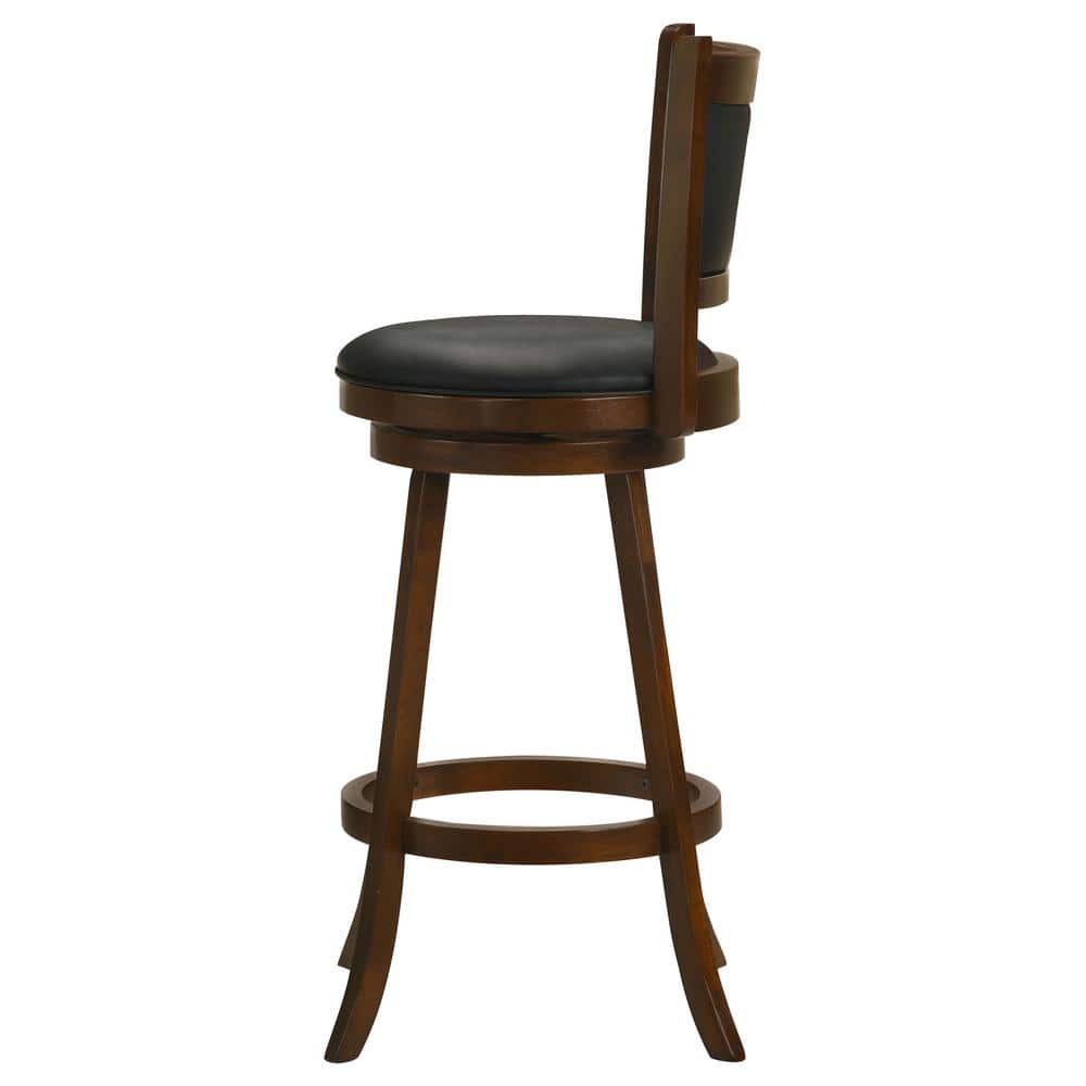 Transitional Black Wood Swivel Bar Stool Set